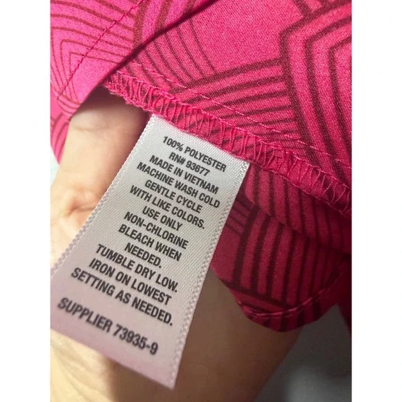 Worthington Pink Art Deco Geometric Bow Tie Blouse Mock Neck Satin Top 2X - Picture 6 of 9